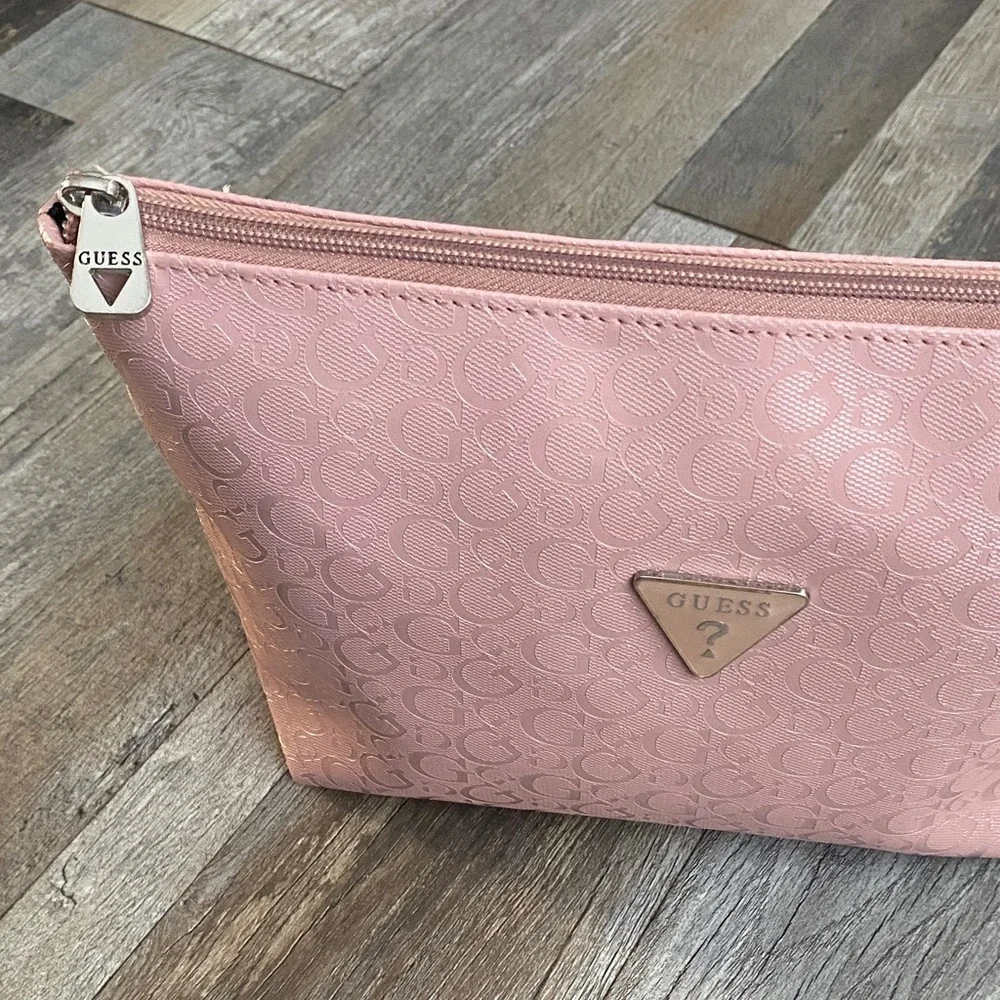 GUESS Pink Logo Cosmetic Bag